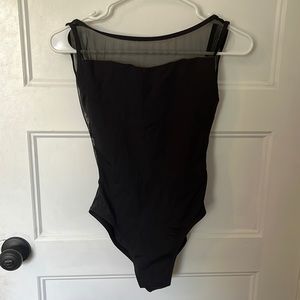 black mesh low back leotard